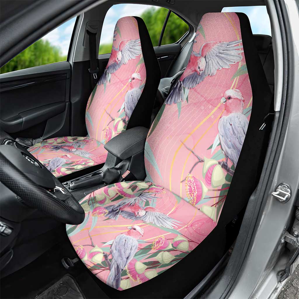 Australia Breast Cancer Awareness Car Seat Cover Pink Galah with Eucalyptus Flowers - Aussie Hoodie