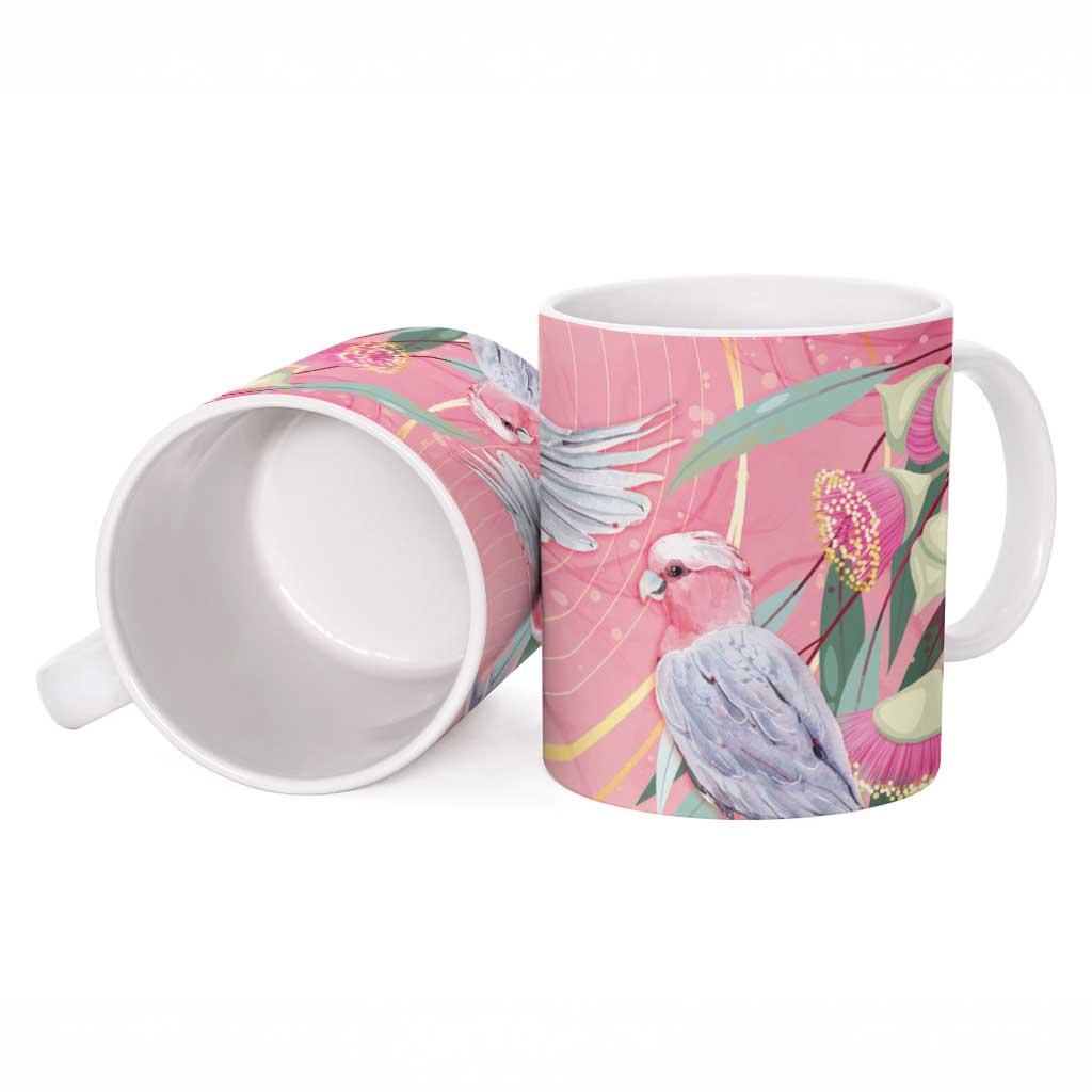 Australia Breast Cancer Awareness Ceramic Mug Pink Galah with Eucalyptus Flowers - Aussie Hoodie
