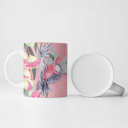 Australia Breast Cancer Awareness Ceramic Mug Pink Galah with Eucalyptus Flowers - Aussie Hoodie