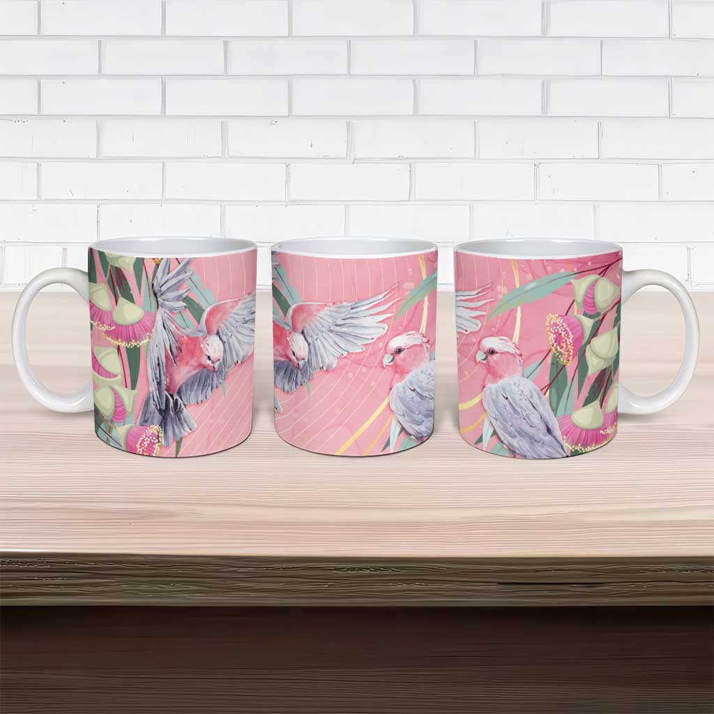 Australia Breast Cancer Awareness Ceramic Mug Pink Galah with Eucalyptus Flowers - Aussie Hoodie