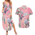 Australia Breast Cancer Awareness Couples Matching Summer Maxi Dress and Hawaiian Shirt Pink Galah with Eucalyptus Flowers - Aussie Hoodie
