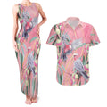 Australia Breast Cancer Awareness Couples Matching Tank Maxi Dress and Hawaiian Shirt Pink Galah with Eucalyptus Flowers - Aussie Hoodie