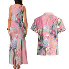 Australia Breast Cancer Awareness Couples Matching Tank Maxi Dress and Hawaiian Shirt Pink Galah with Eucalyptus Flowers - Aussie Hoodie
