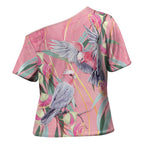 Australia Breast Cancer Awareness Cross Shoulder Shirt Pink Galah with Eucalyptus Flowers - Aussie Hoodie
