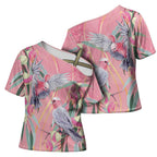 Australia Breast Cancer Awareness Cross Shoulder Shirt Pink Galah with Eucalyptus Flowers - Aussie Hoodie