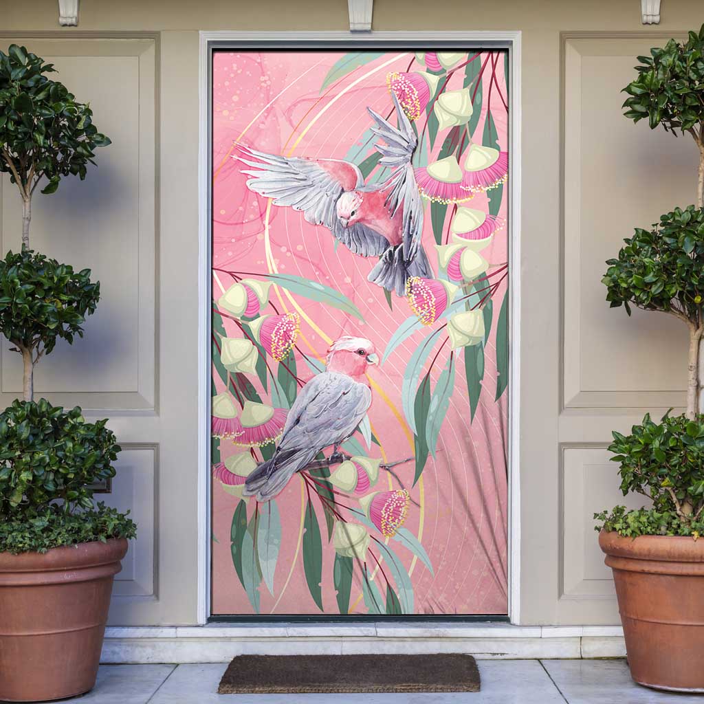 Australia Breast Cancer Awareness Door Cover Pink Galah with Eucalyptus Flowers - Aussie Hoodie