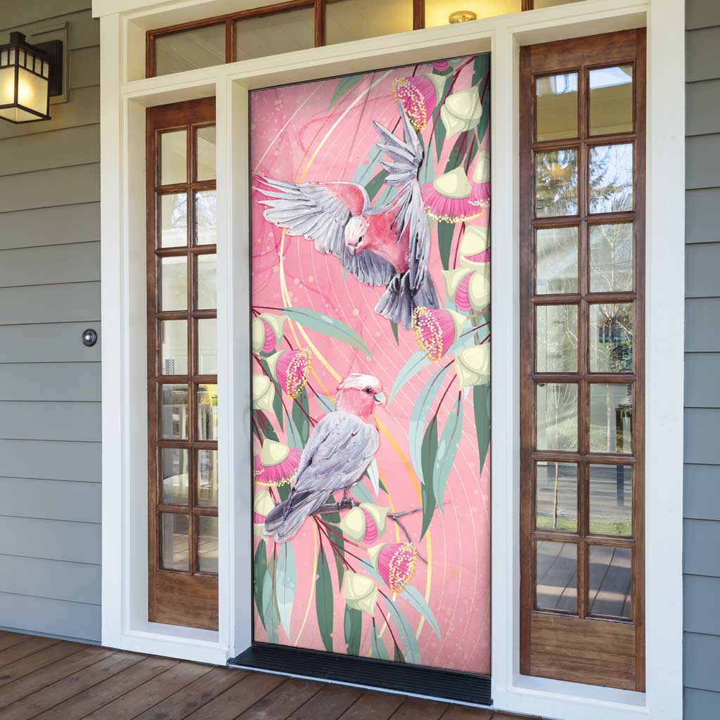 Australia Breast Cancer Awareness Door Cover Pink Galah with Eucalyptus Flowers - Aussie Hoodie