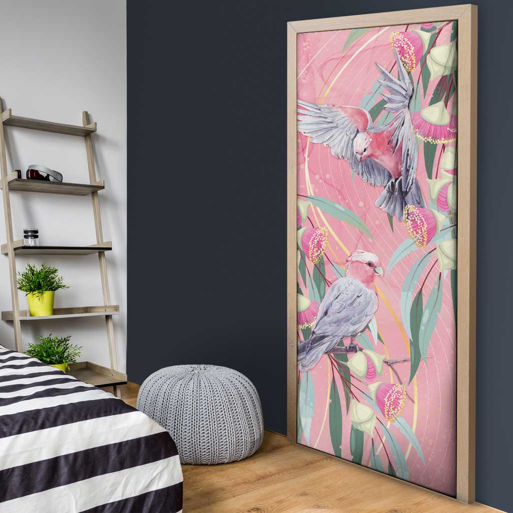 Australia Breast Cancer Awareness Door Cover Pink Galah with Eucalyptus Flowers - Aussie Hoodie