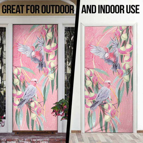Australia Breast Cancer Awareness Door Cover Pink Galah with Eucalyptus Flowers - Aussie Hoodie