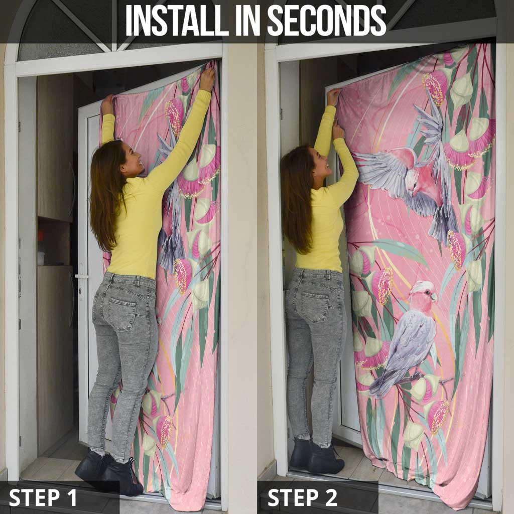 Australia Breast Cancer Awareness Door Cover Pink Galah with Eucalyptus Flowers - Aussie Hoodie