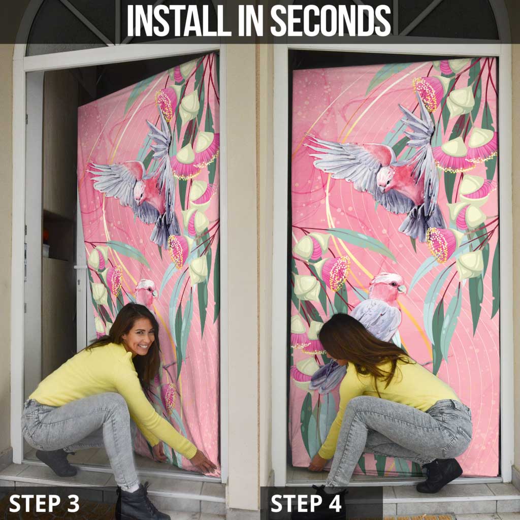 Australia Breast Cancer Awareness Door Cover Pink Galah with Eucalyptus Flowers - Aussie Hoodie