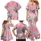 Australia Breast Cancer Awareness Family Matching Mermaid Dress and Hawaiian Shirt Pink Galah with Eucalyptus Flowers - Aussie Hoodie
