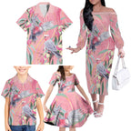 Australia Breast Cancer Awareness Family Matching Off The Shoulder Long Sleeve Dress and Hawaiian Shirt Pink Galah with Eucalyptus Flowers - Aussie Hoodie