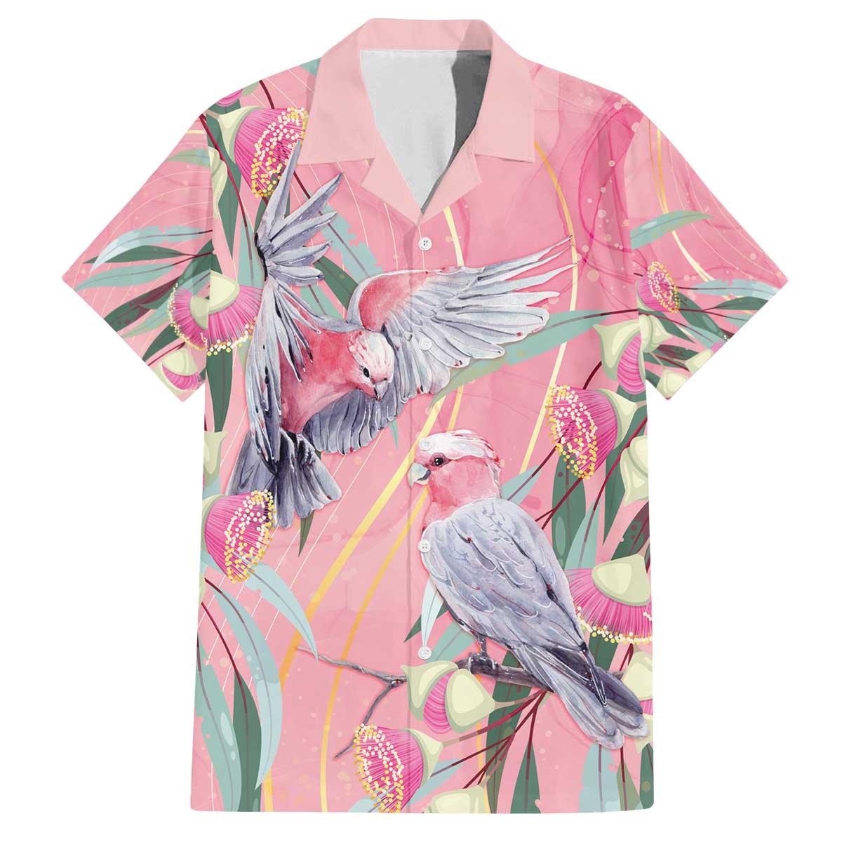 Australia Breast Cancer Awareness Family Matching Off The Shoulder Long Sleeve Dress and Hawaiian Shirt Pink Galah with Eucalyptus Flowers - Aussie Hoodie