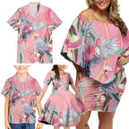Australia Breast Cancer Awareness Family Matching Off Shoulder Short Dress and Hawaiian Shirt Pink Galah with Eucalyptus Flowers - Aussie Hoodie