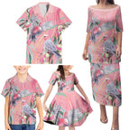 Australia Breast Cancer Awareness Family Matching Puletasi and Hawaiian Shirt Pink Galah with Eucalyptus Flowers - Aussie Hoodie