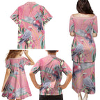 Australia Breast Cancer Awareness Family Matching Puletasi and Hawaiian Shirt Pink Galah with Eucalyptus Flowers - Aussie Hoodie
