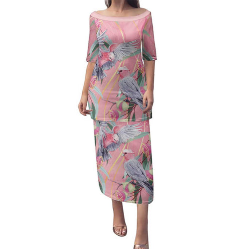 Australia Breast Cancer Awareness Family Matching Puletasi and Hawaiian Shirt Pink Galah with Eucalyptus Flowers - Aussie Hoodie