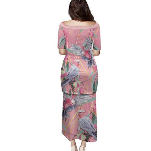 Australia Breast Cancer Awareness Family Matching Puletasi and Hawaiian Shirt Pink Galah with Eucalyptus Flowers - Aussie Hoodie