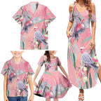Australia Breast Cancer Awareness Family Matching Summer Maxi Dress and Hawaiian Shirt Pink Galah with Eucalyptus Flowers - Aussie Hoodie