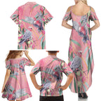 Australia Breast Cancer Awareness Family Matching Summer Maxi Dress and Hawaiian Shirt Pink Galah with Eucalyptus Flowers - Aussie Hoodie