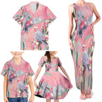 Australia Breast Cancer Awareness Family Matching Tank Maxi Dress and Hawaiian Shirt Pink Galah with Eucalyptus Flowers - Aussie Hoodie