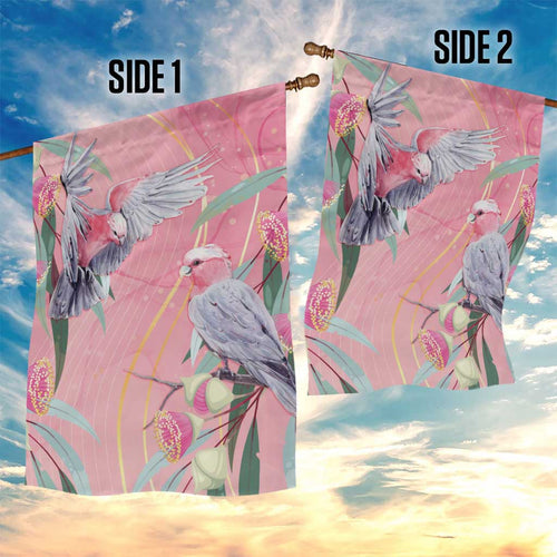 Australia Breast Cancer Awareness Garden Flag Pink Galah with Eucalyptus Flowers - Aussie Hoodie