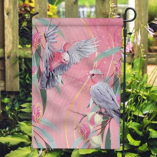 Australia Breast Cancer Awareness Garden Flag Pink Galah with Eucalyptus Flowers - Aussie Hoodie