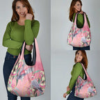 Australia Breast Cancer Awareness Grocery Bag Pink Galah with Eucalyptus Flowers - Aussie Hoodie