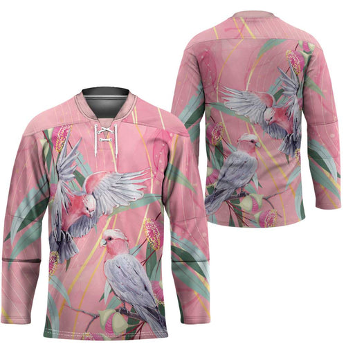 Australia Breast Cancer Awareness Hockey Jersey Pink Galah with Eucalyptus Flowers - Aussie Hoodie