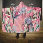 Australia Breast Cancer Awareness Hooded Blanket Pink Galah with Eucalyptus Flowers - Aussie Hoodie