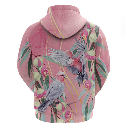 Australia Breast Cancer Awareness Hoodie Pink Galah with Eucalyptus Flowers - Aussie Hoodie