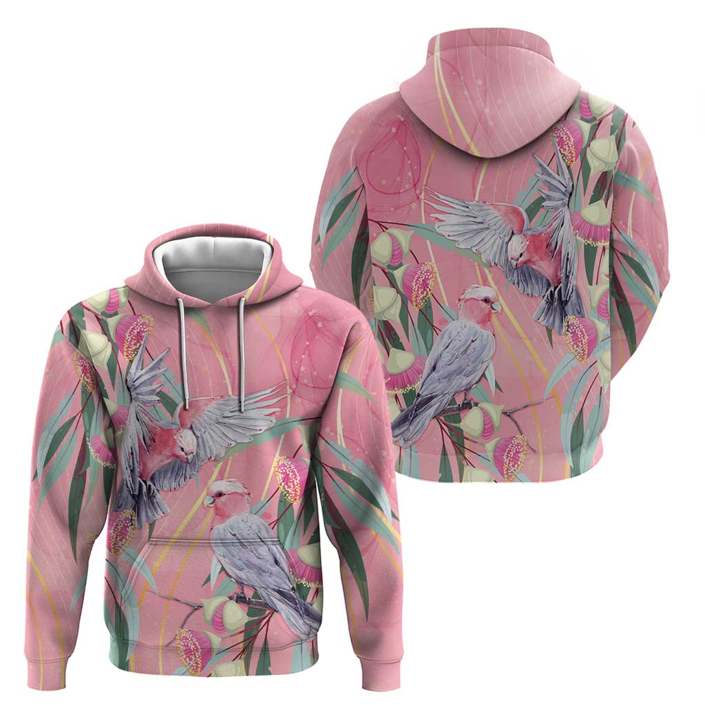 Australia Breast Cancer Awareness Hoodie Pink Galah with Eucalyptus Flowers - Aussie Hoodie