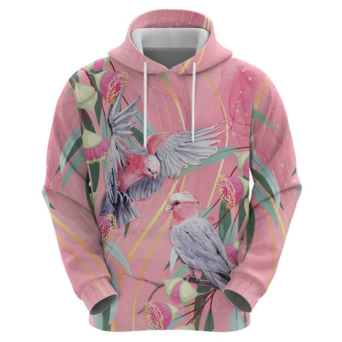 Australia Breast Cancer Awareness Hoodie Pink Galah with Eucalyptus Flowers - Aussie Hoodie