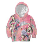 Australia Breast Cancer Awareness Kid Hoodie Pink Galah with Eucalyptus Flowers - Aussie Hoodie