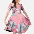 Australia Breast Cancer Awareness Kid Short Sleeve Dress Pink Galah with Eucalyptus Flowers - Aussie Hoodie
