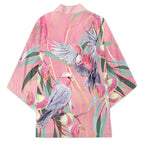 Australia Breast Cancer Awareness Kimono Pink Galah with Eucalyptus Flowers - Aussie Hoodie