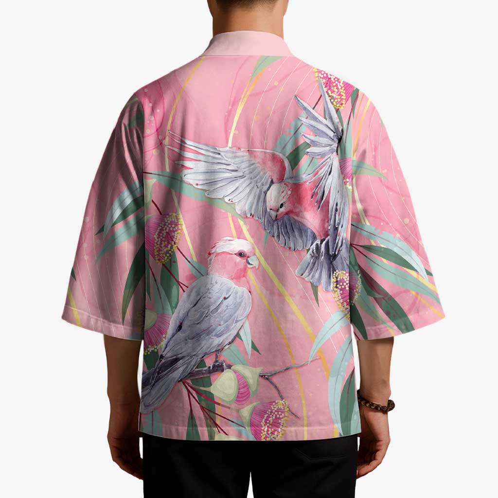 Australia Breast Cancer Awareness Kimono Pink Galah with Eucalyptus Flowers - Aussie Hoodie