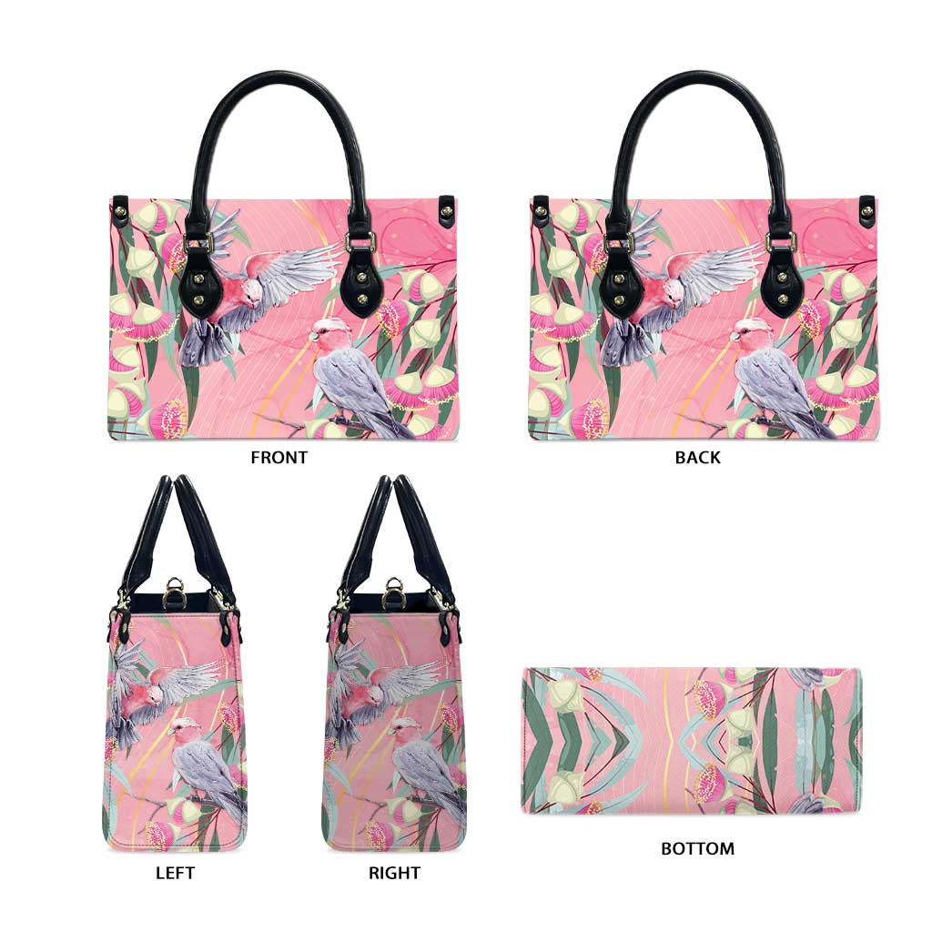 Australia Breast Cancer Awareness Leather Bag Pink Galah with Eucalyptus Flowers - Aussie Hoodie