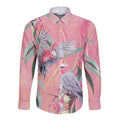 Australia Breast Cancer Awareness Long Sleeve Button Shirt Pink Galah with Eucalyptus Flowers - Aussie Hoodie