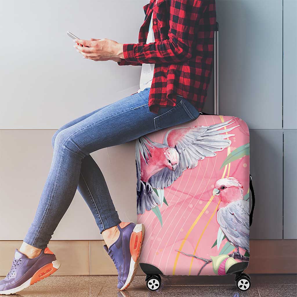 Australia Breast Cancer Awareness Luggage Cover Pink Galah with Eucalyptus Flowers - Aussie Hoodie