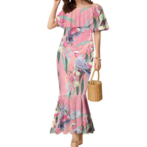 Australia Breast Cancer Awareness Mermaid Dress Pink Galah with Eucalyptus Flowers - Aussie Hoodie