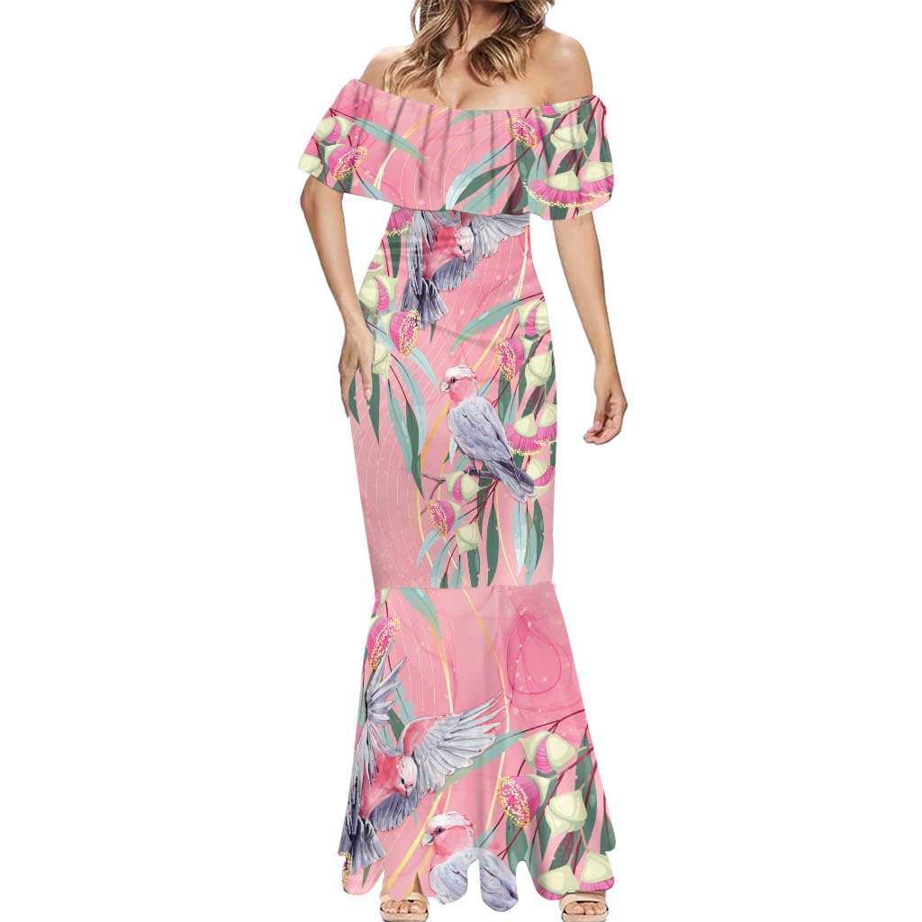 Australia Breast Cancer Awareness Mermaid Dress Pink Galah with Eucalyptus Flowers - Aussie Hoodie
