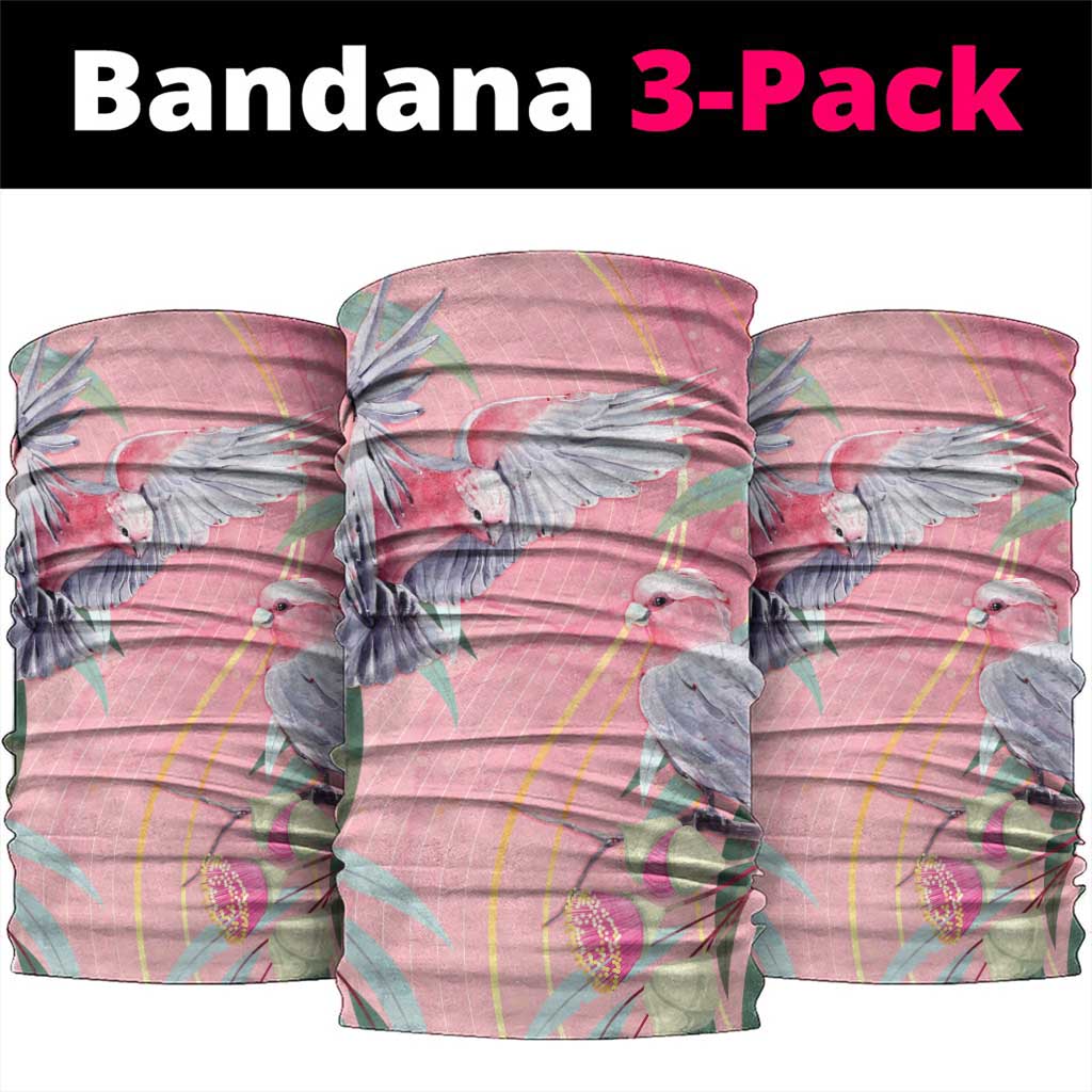 Australia Breast Cancer Awareness Neck Gaiter Pink Galah with Eucalyptus Flowers - Aussie Hoodie
