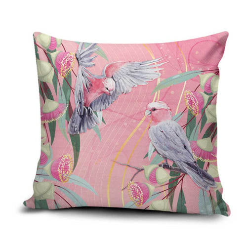 Australia Breast Cancer Awareness Pillow Cover Pink Galah with Eucalyptus Flowers - Aussie Hoodie