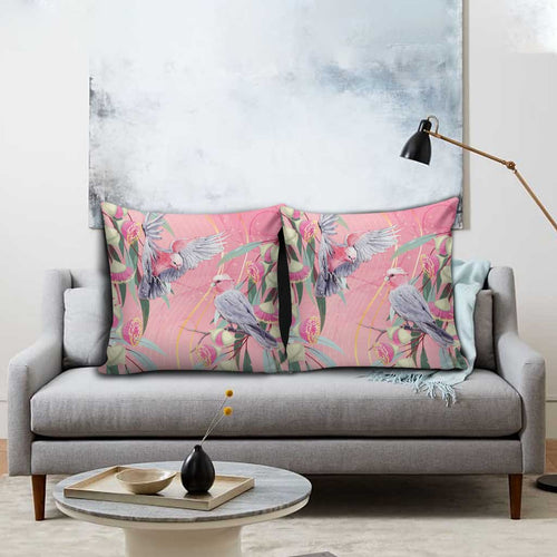 Australia Breast Cancer Awareness Pillow Cover Pink Galah with Eucalyptus Flowers - Aussie Hoodie
