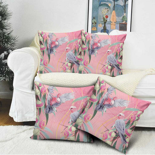 Australia Breast Cancer Awareness Pillow Cover Pink Galah with Eucalyptus Flowers - Aussie Hoodie