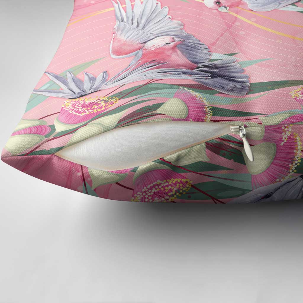 Australia Breast Cancer Awareness Pillow Cover Pink Galah with Eucalyptus Flowers - Aussie Hoodie