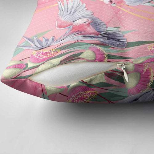 Australia Breast Cancer Awareness Pillow Cover Pink Galah with Eucalyptus Flowers - Aussie Hoodie