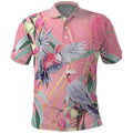 Australia Breast Cancer Awareness Polo Shirt Pink Galah with Eucalyptus Flowers - Aussie Hoodie